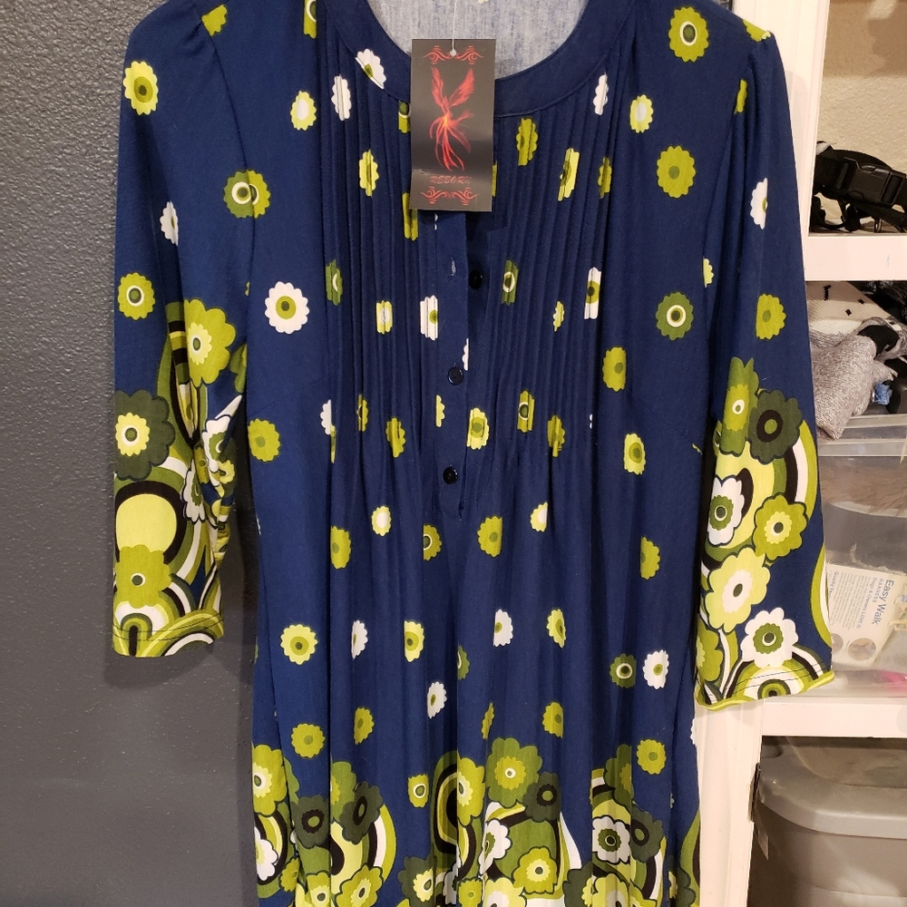 Reborn M. Blue and yellow dress shirt.
